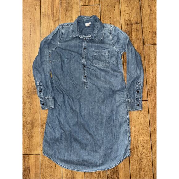 J. CREW Womens Oversized Short Sleeves Denim Dress XS Blue Cotton 18x34 - Picture 1 of 4